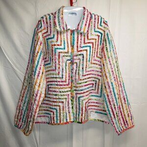 XL New Direction VTG Y2K Patchwork "quilted ribbon" Jacket EUC Vibrant colors